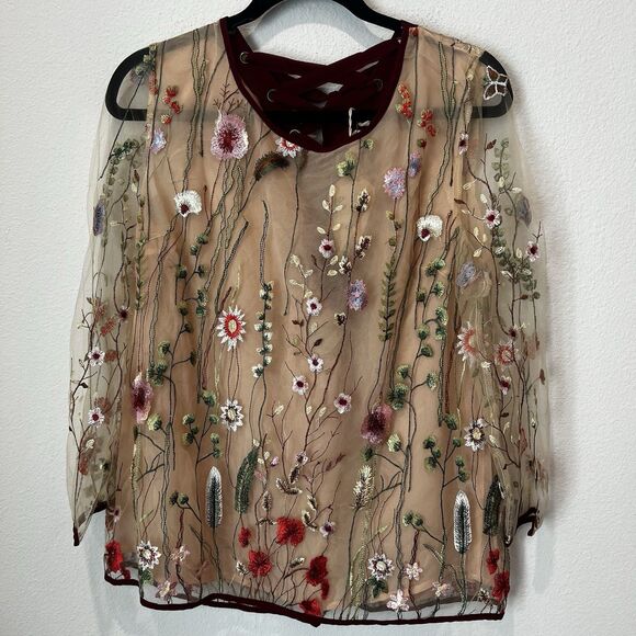 Entro Women’s Always In Bloom Floral Embroidered Top Sz S Fairy Cottagecore - Picture 4 of 9